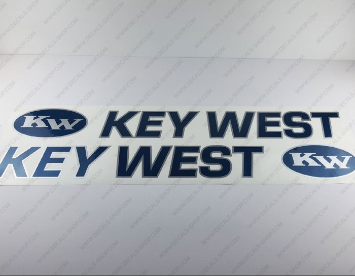 Key West Boat Logo Blue/Silver Decal Set of 2 x 38"
